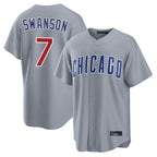 C.Cubs #7 Dansby Swanson Player Gray Home Game Ddoa Stitched Jerseys