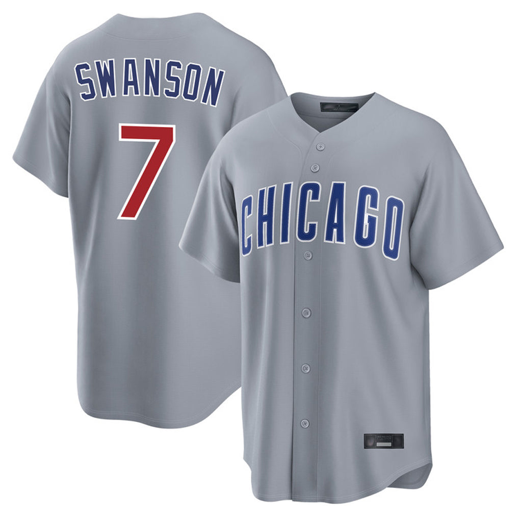 C.Cubs #7 Dansby Swanson Player Gray Home Game Ddoa Stitched Jerseys