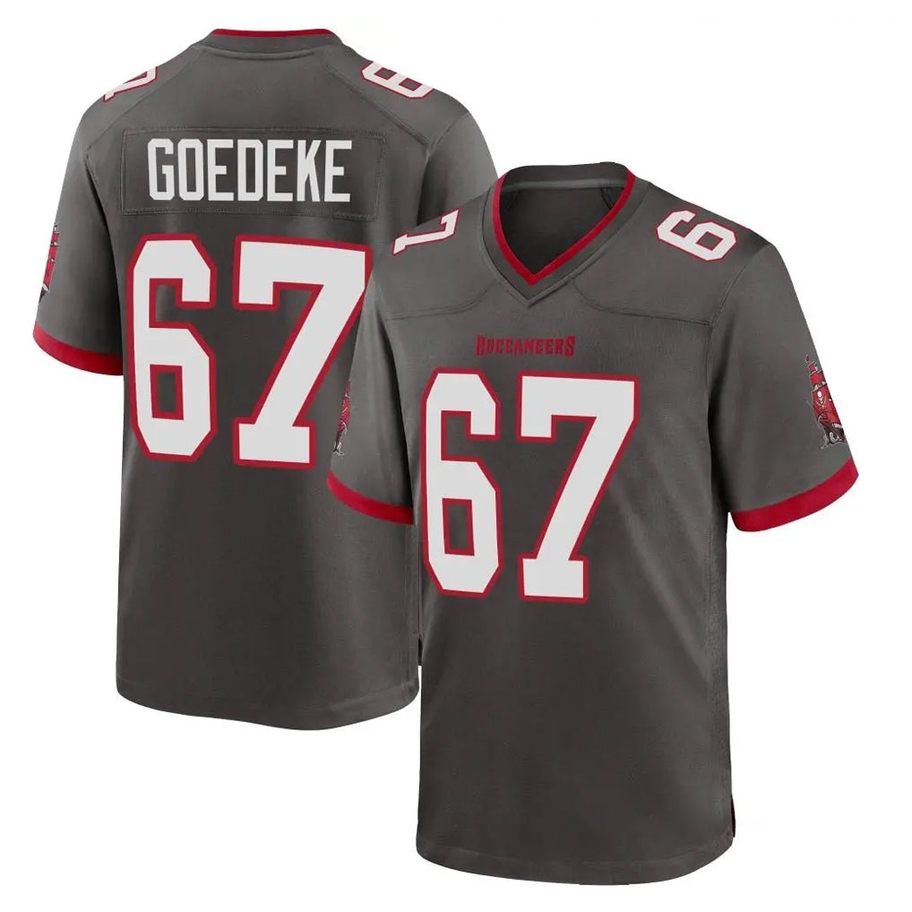 TB.Buccaneers #67 Luke Goedeke Player Pewter Alternate Home Game Ddoa Stitched Jerseys