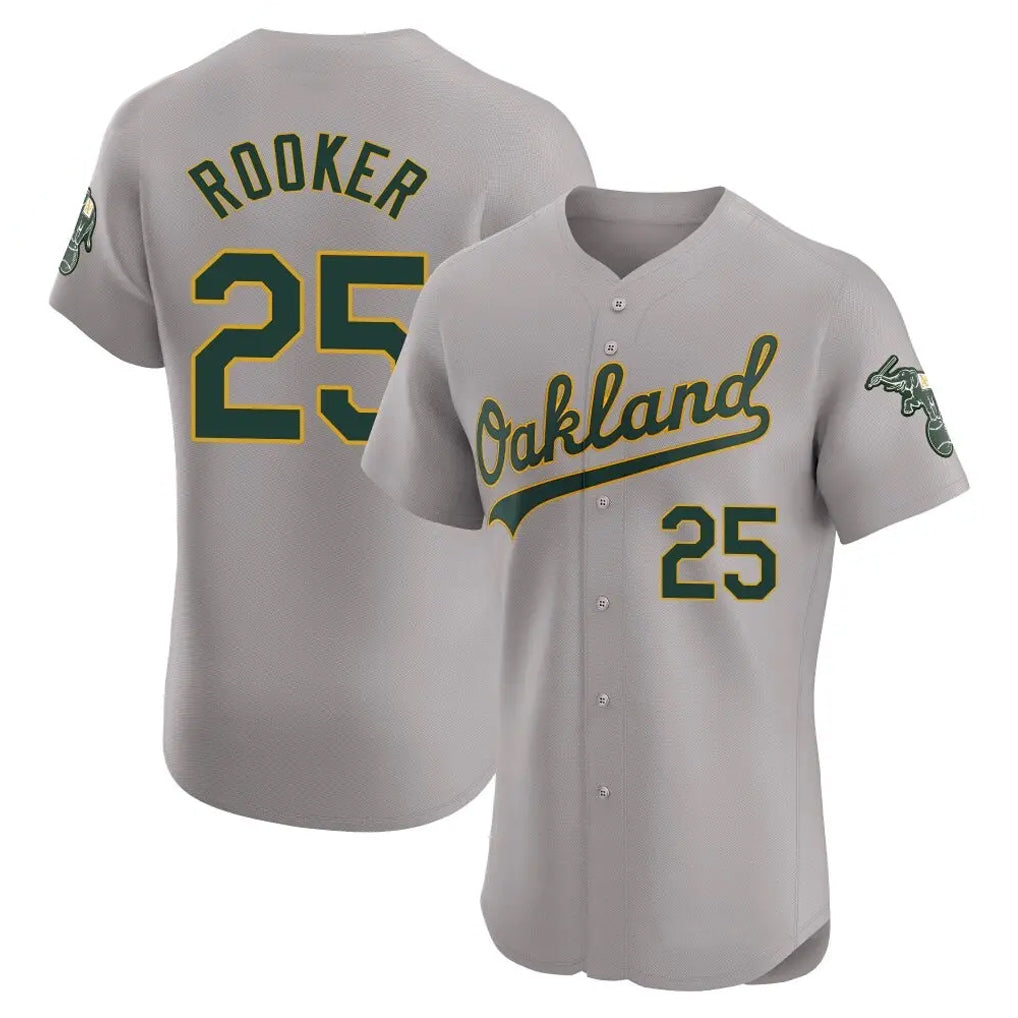 Athletics #25 Brent Rooker Player Gray Road Limited Elite Home Game Ddoa Stitched Jerseys