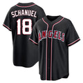 LA.Angels #18 Nolan Schanuel Player Black Fashion Out Home Game Ddoa Stitched Jerseys