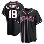 LA.Angels #18 Nolan Schanuel Player Black Fashion Out Home Game Ddoa Stitched Jerseys