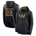 W.Commanders #22 Jacory Croskey-Merritt Player Black Salute to Service Performance Pullover Hoodies Home Game Ddoa Stitched Jerseys