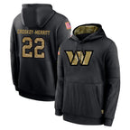 W.Commanders #22 Jacory Croskey-Merritt Player Black Salute to Service Performance Pullover Hoodies Home Game Ddoa Stitched Jerseys