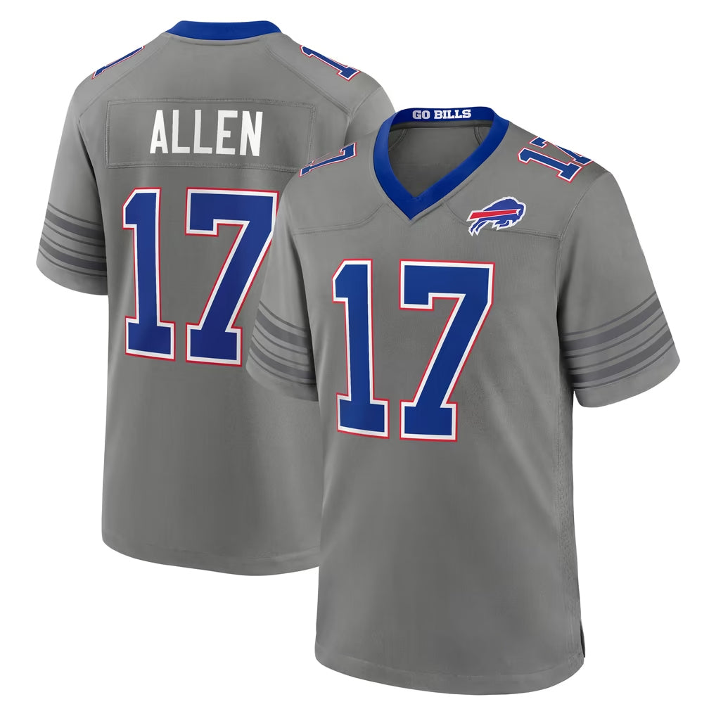 B.Bills #17 Josh Allen Player Gray Nickel City Home Game Ddoa Stitched Jerseys