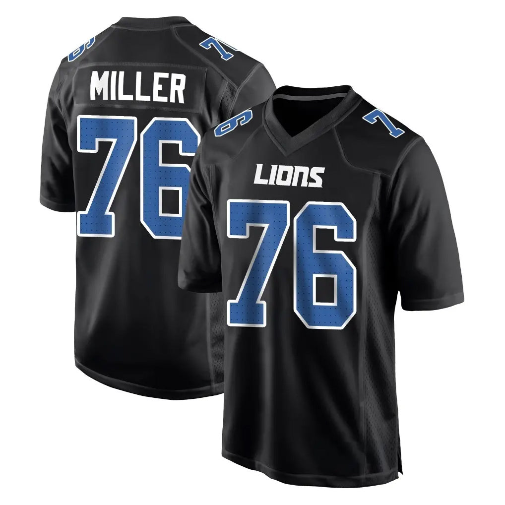 D.Lions #76 Blake Miller Player Black Fashion Home Game Ddoa Stitched Jerseys