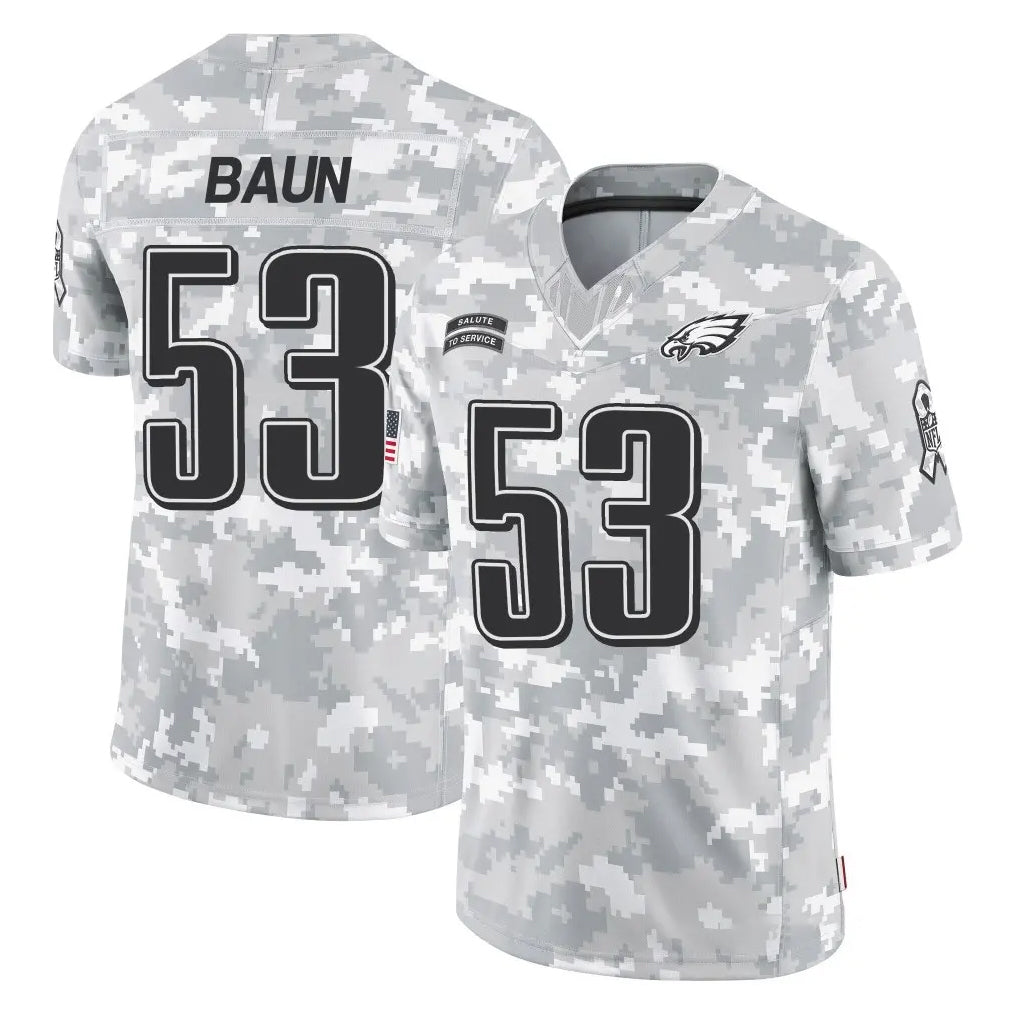 P.Eagles #53 Zack Baun Player Arctic Camo Salute to Service Limited Game Ddoa Stitched Jerseys