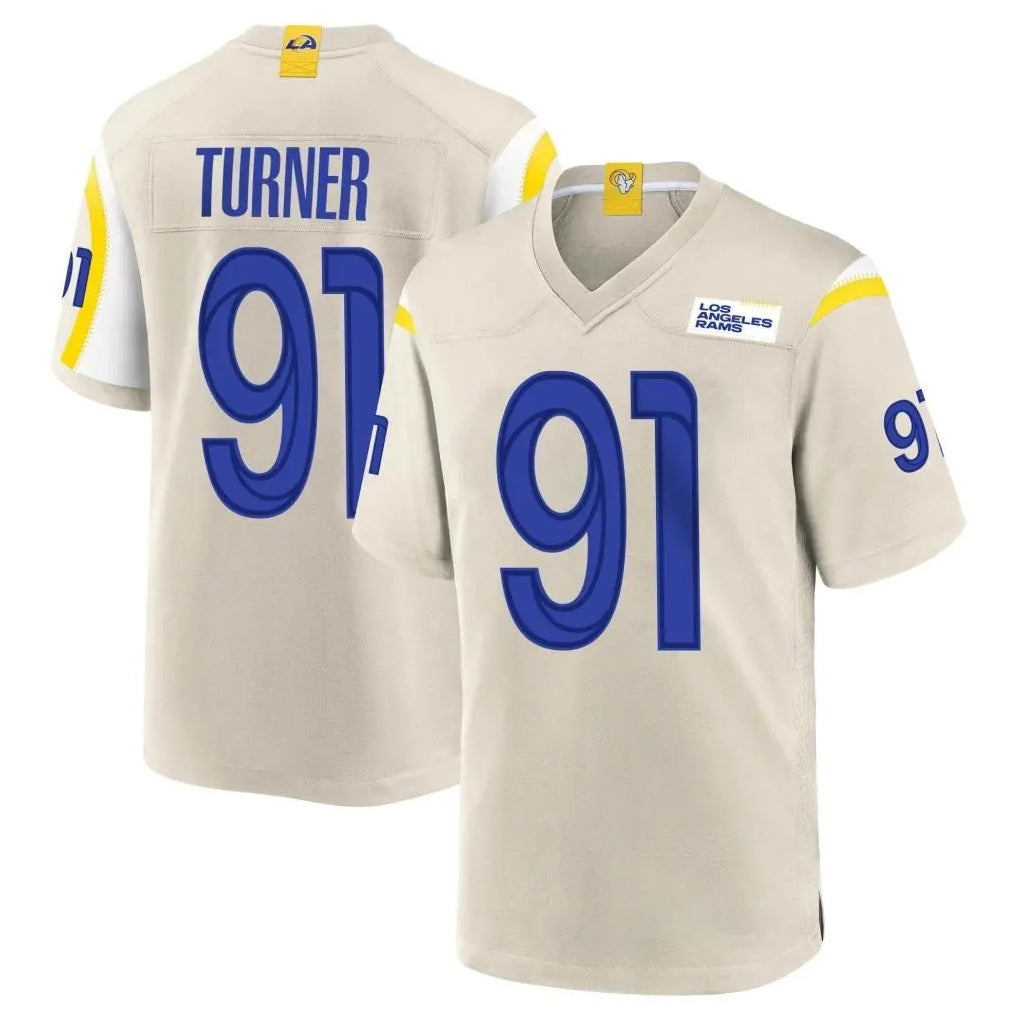 LA.Rams #91 Kobie Turner Player Bone Home Game Ddoa Stitched Jerseys