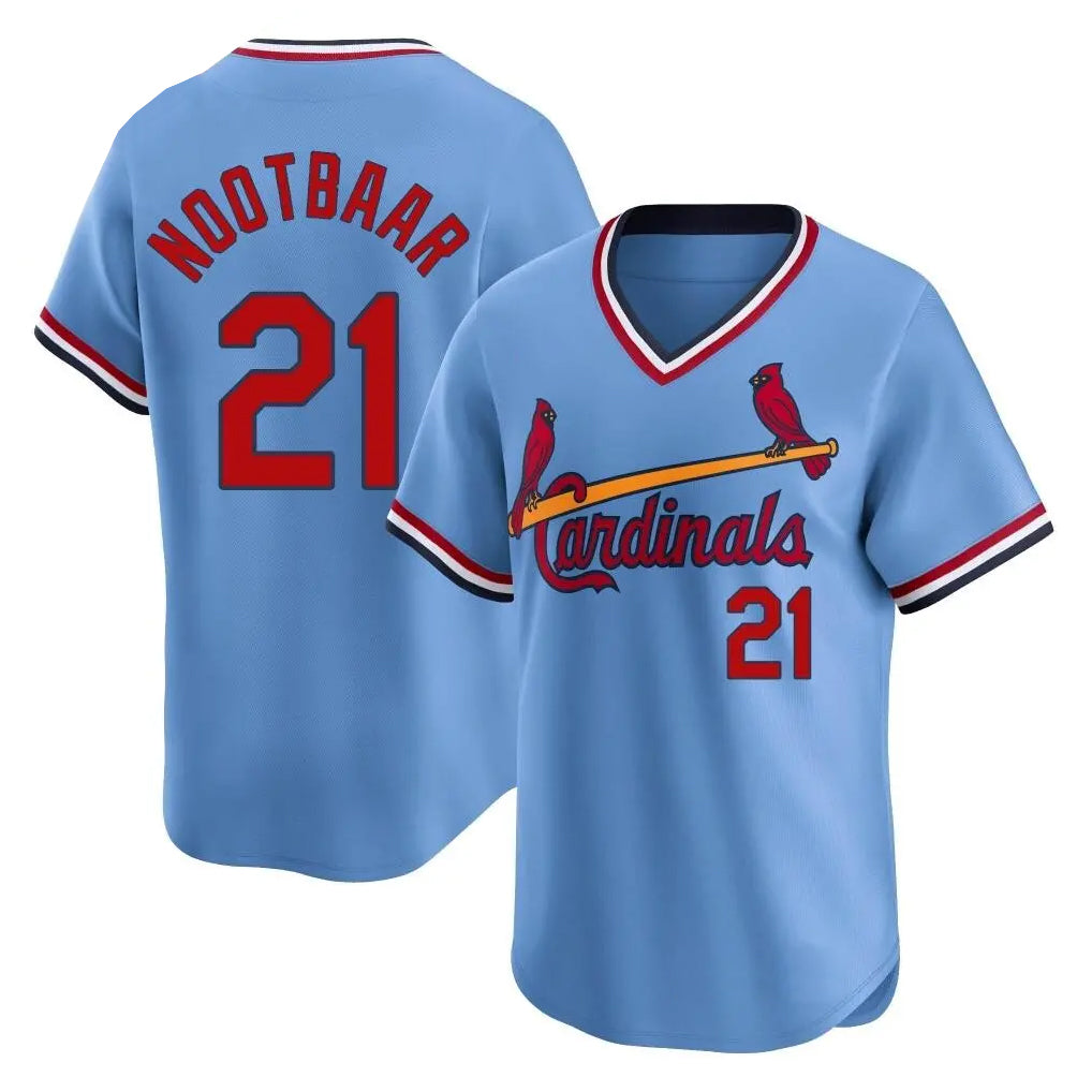 St. Louis Cardinals #21 Lars Nootbaar Player Light Blue City Connect Home T-shirt Ddoa Stitched Jerseys