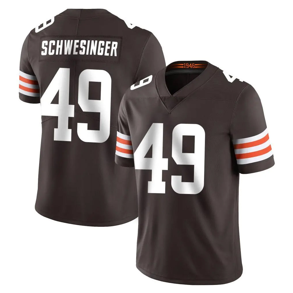 C.Browns #49 Carson Schwesinger Player Brown Color Vapor Untouchable Limited Home Game Ddoa Stitched Jerseys