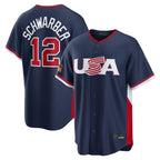 P.Phillies #12 Kyle Schwarber Player Navy USA World Classic Game Limited Ddoa Stitched Jerseys