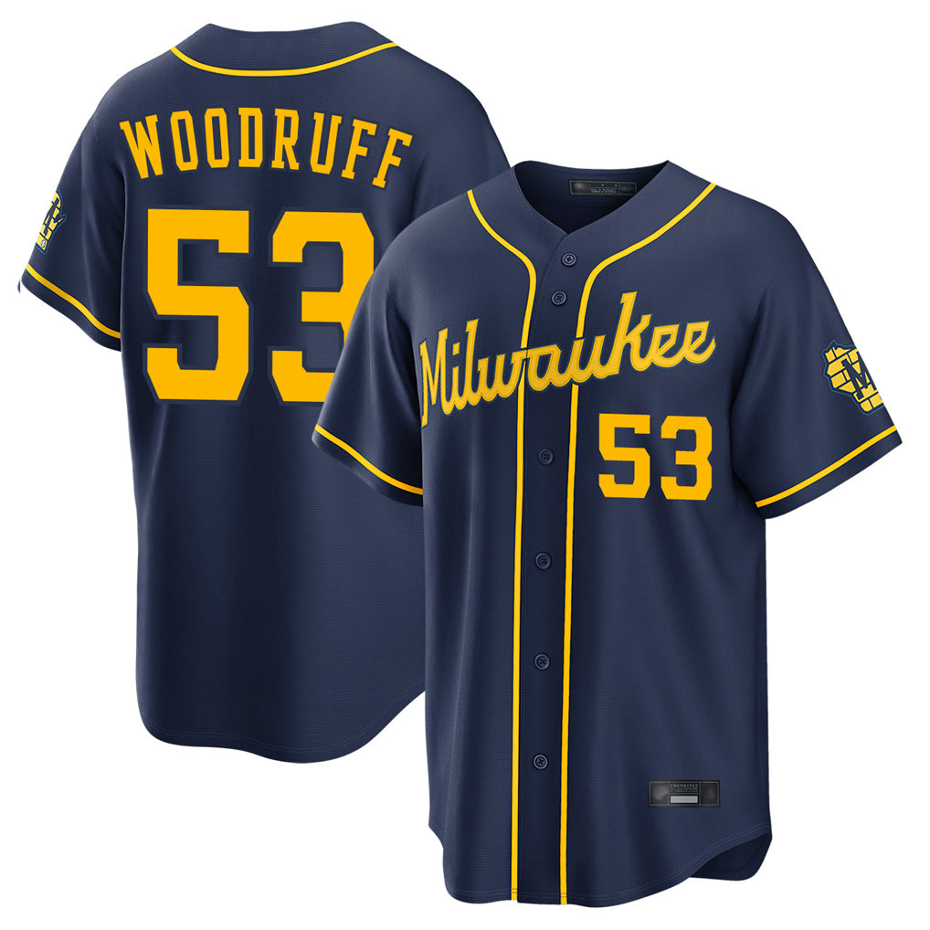 M.Brewers #53 Brandon Woodruff Player Navy Home Stadium Game Ddoa Stitched Jerseys