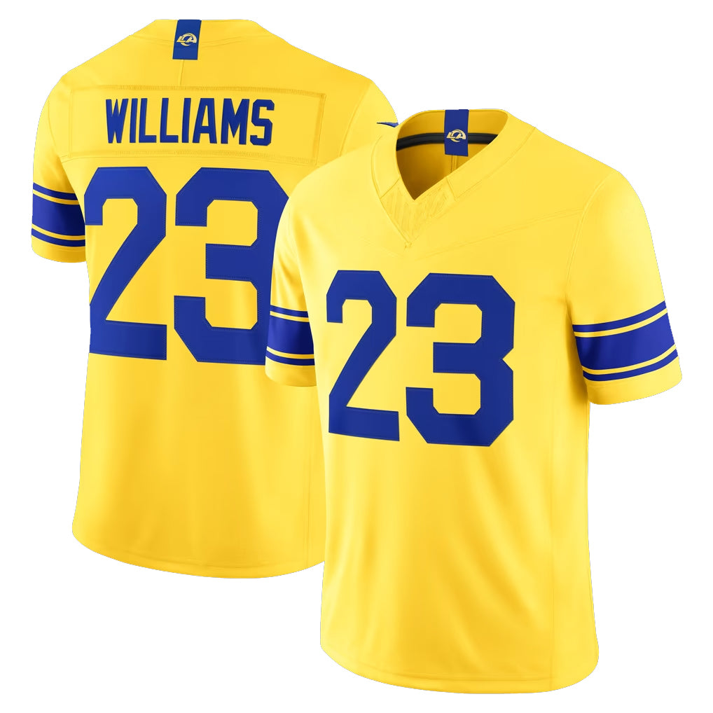 LA.Rams #23 Kyren Williams Player Gold Classic Sol Vapor F.U.S.E. Home Game Ddoa Stitched Jerseys