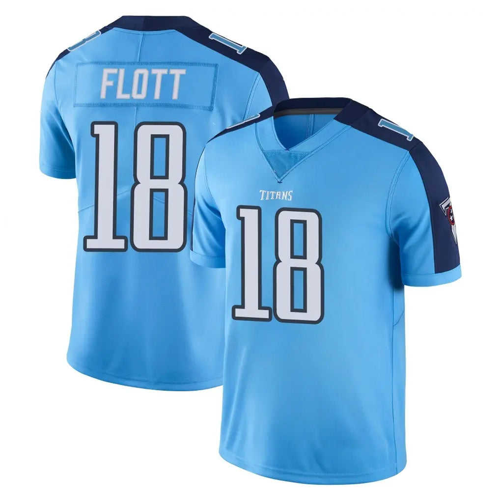 T.Titans #18 Cor'Dale Flott Player Light Blue Limited Color Rush Home Game Ddoa Stitched Jerseys