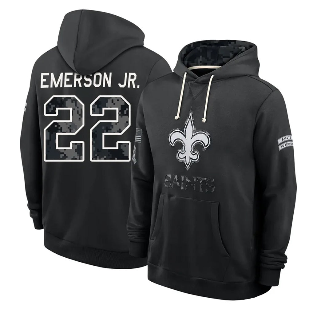 NO.Saints #22 Martin Emerson Jr. Player 2026 Black Logo Pullover Hoodies Limited Game Ddoa Stitched Jerseys