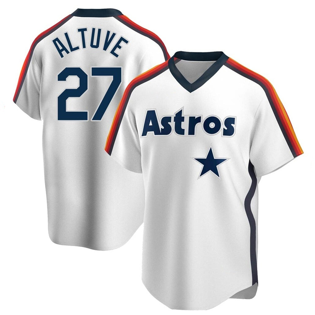 H.Astros #27 Jose Altuve Player White Cooperstown Collection T-shirt Ddoa Stitched Jerseys