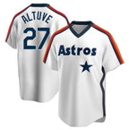 H.Astros #27 Jose Altuve Player White Cooperstown Collection T-shirt Ddoa Stitched Jerseys