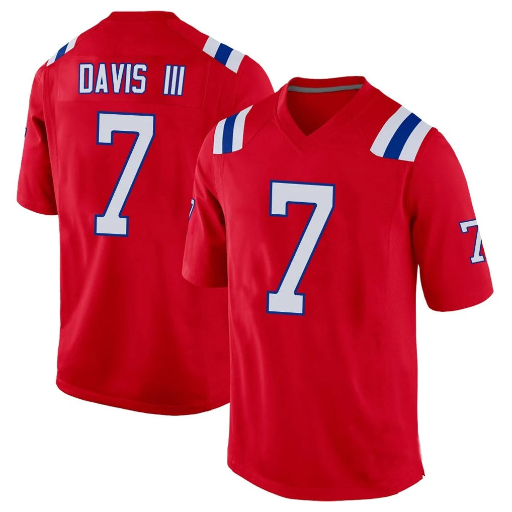 NE.Patriots #7 Carlton Davis III Player Red Home Game Ddoa Stitched Jerseys