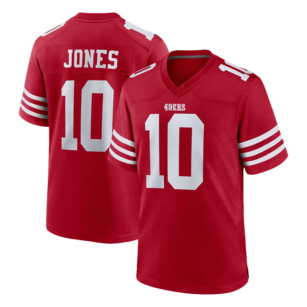 SF.49ers #10 Mac Jones Player Red Game Home Ddoa Stitched Jerseys