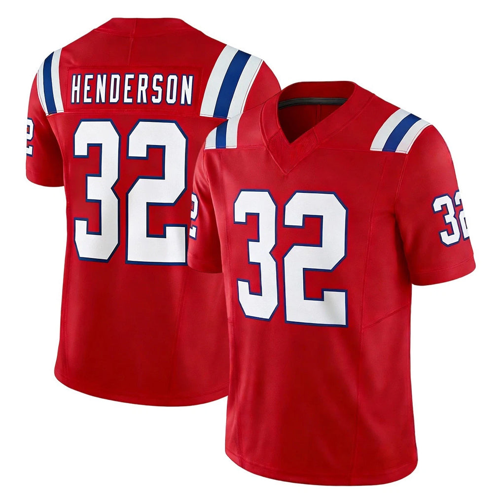 NE.Patriots #32 TreVeyon Henderson Player Red Limited Vapor F.U.S.E. Home Game Ddoa Stitched Jerseys
