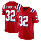 NE.Patriots #32 TreVeyon Henderson Player Red Limited Vapor F.U.S.E. Home Game Ddoa Stitched Jerseys
