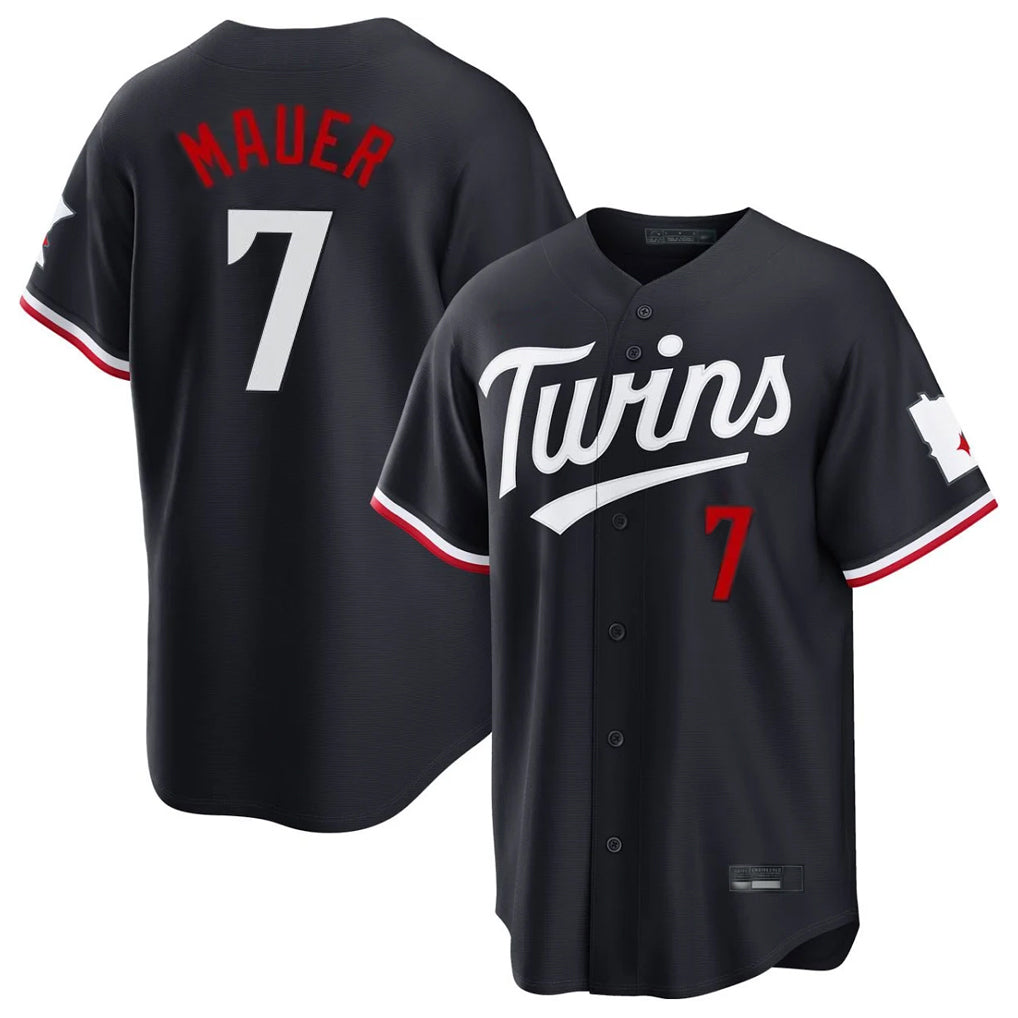 M.Twins #7 Joe Mauer Player Navy Home Game Ddoa Stitched Jerseys