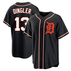 D.Tigers #13 Dillon Dingler Player Black Fashion Out Home Game Ddoa Stitched Jerseys