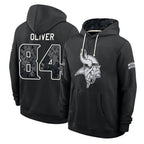 MN.Vikings #84 Josh Oliver Player 2026 Black Logo Pullover Hoodies Limited Game Ddoa Stitched Jerseys