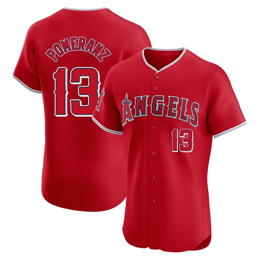 LA.Angels #13 Drew Pomeranz Player Red Home Limited Elite Ddoa Stitched Jerseys