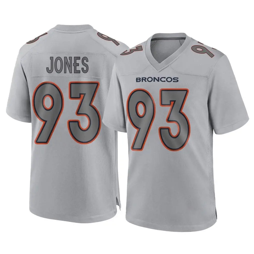 D.Broncos #93 D.J. Jones Player Gray Atmosphere Fashion Limited Game Ddoa Stitched Jerseys