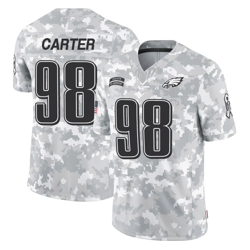 P.Eagles #98 Jalen Carter Player Arctic Camo Salute to Service Limited Game Ddoa Stitched Jerseys
