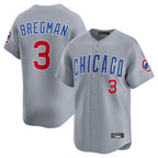 C.Cubs #3 Alex Bregman Player Gray Road Limited Home Ddoa Stitched Jerseys