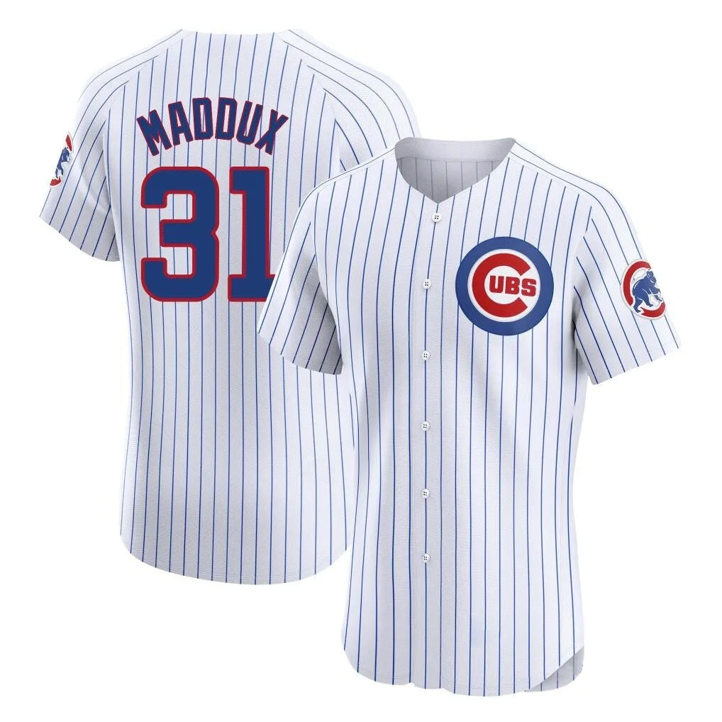 C.Cubs #31 Greg Maddux Player White Limited Elite Home Game Ddoa Stitched Jerseys
