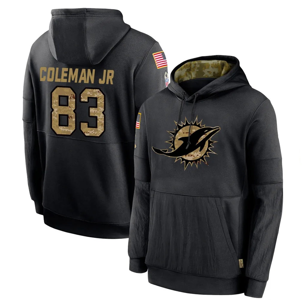 M.Dolphins #83 Kevin Coleman Jr. Player Black Salute to Service Hoodies Limited Game Ddoa Stitched Jerseys
