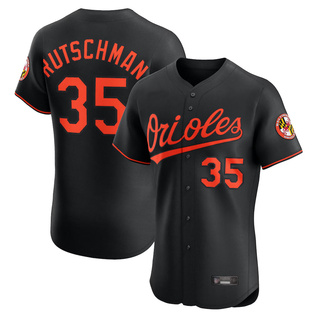 B.Orioles #35 Adley Rutschman Player Black Limited Elite Home Game Ddoa Stitched Jerseys