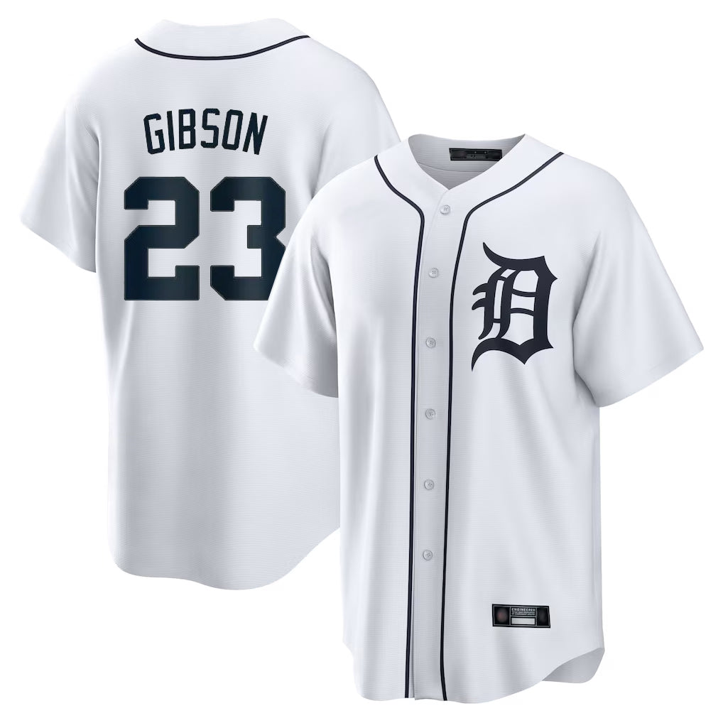 D.Tigers #23 Kirk Gibson Player White Home Game Ddoa Stitched Jerseys