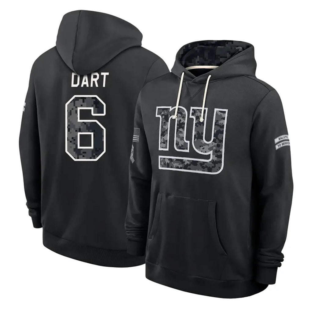 NY.Giants #6 Jaxson Dart Player 2026 Black Logo Pullover Hoodies Limited Game Ddoa Stitched Jerseys