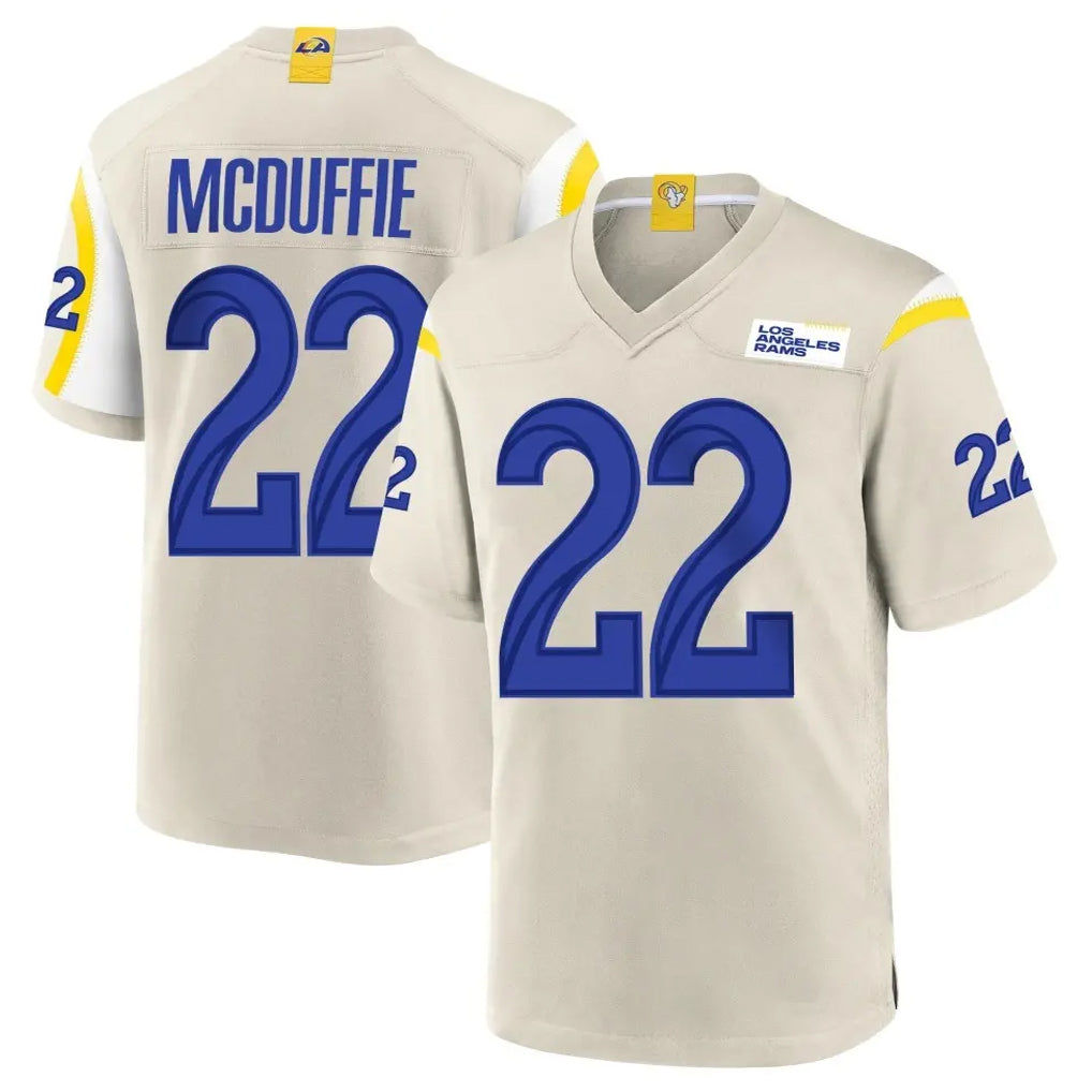 LA.Rams #22 Trent McDuffie Player Bone Home Game Ddoa Stitched Jerseys
