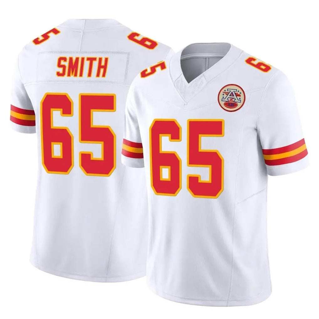 KC.Chiefs #65 Trey Smith Player White Limited Vapor F.U.S.E. Home Game Ddoa Stitched Jerseys