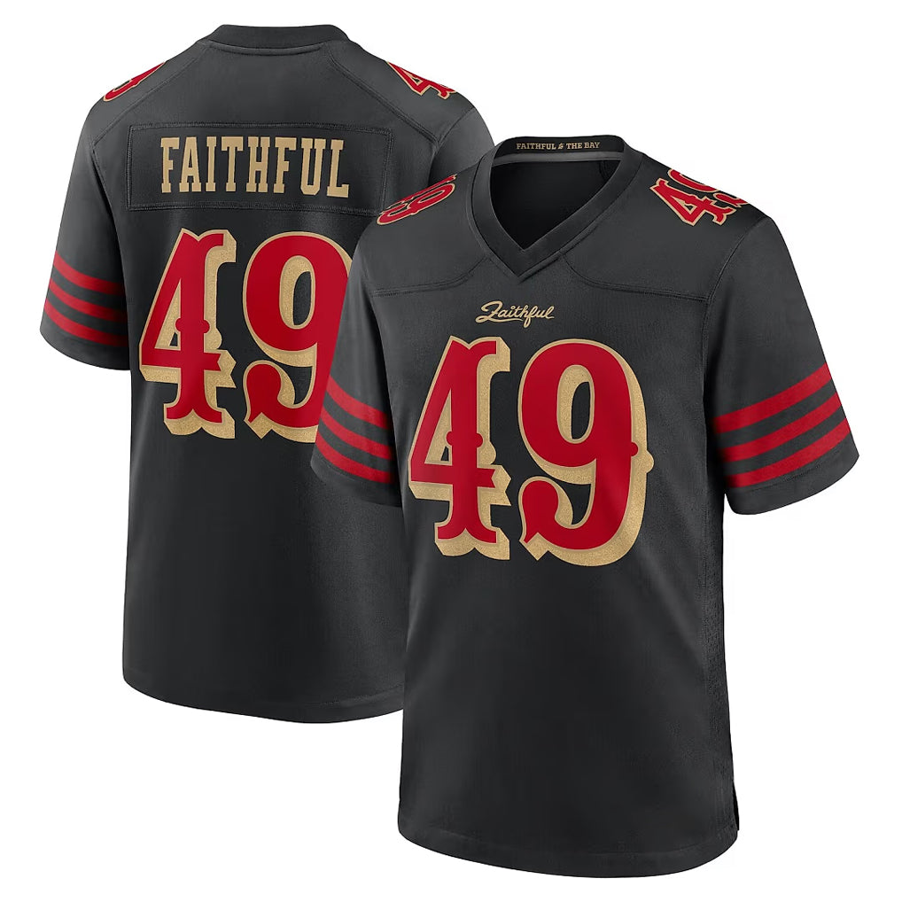 SF.49ers #49 The Faithful Player Black Rivalries Collection Home Game Ddoa Stitched Jerseys