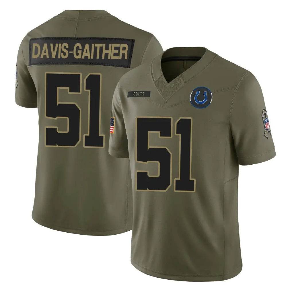IN.Colts #51 Akeem Davis-Gaither Player Olive 2025 Salute To Service Limited Game Ddoa Stitched Jerseys
