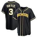 M.Brewers #3 Joey Ortiz Player Black Fashion Out Home Game Ddoa Stitched Jerseys