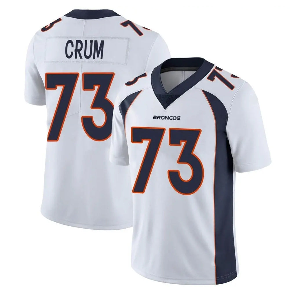 D.Broncos #73 Frank Crum Player White Vapor Untouchable Limited Home Game Ddoa Stitched Jerseys