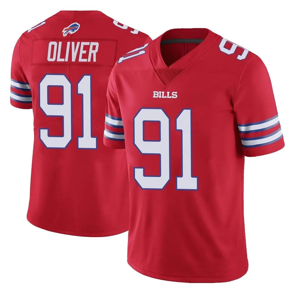 B.Bills #91 Ed Oliver Player Red Vapor Untouchable Limited Ddoa Stitched Jerseys