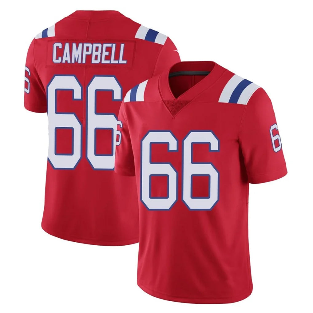 NE.Patriots #66 Will Campbell Player Red Vapor Untouchable Home Game Ddoa Stitched Jerseys