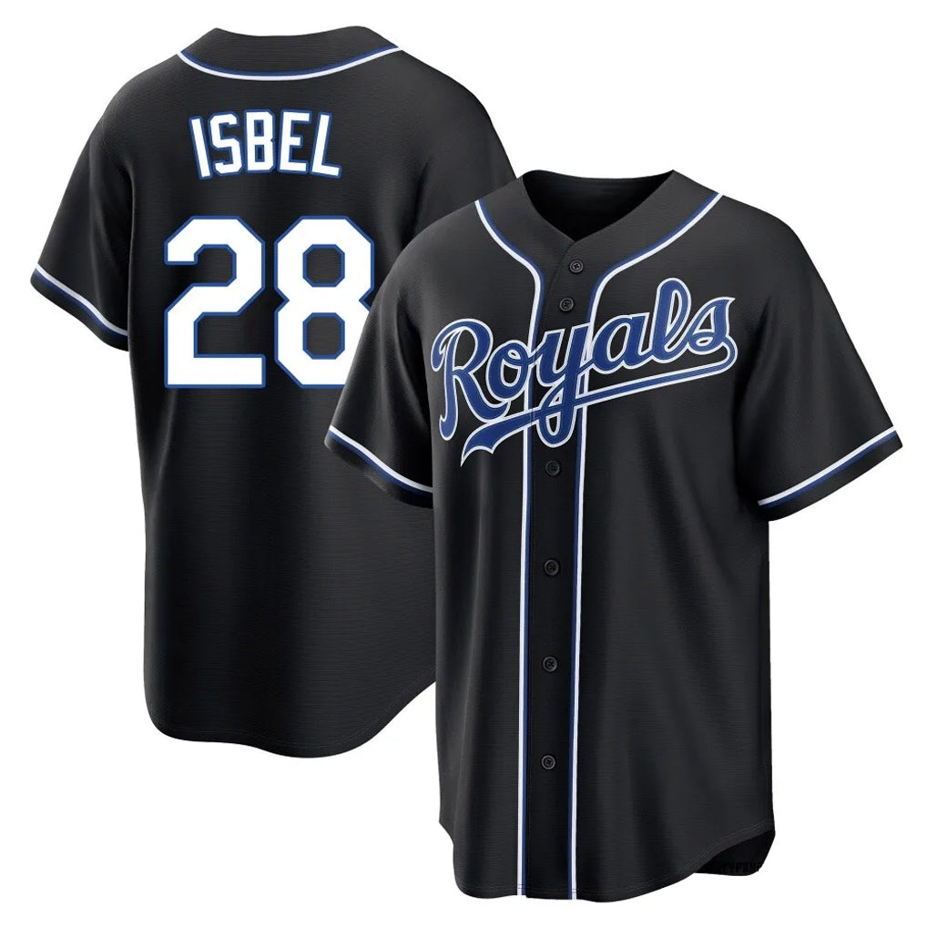 KC.Royals #28 Kyle Isbel Player Black Carbon Fashion Home Game Ddoa Stitched Jerseys