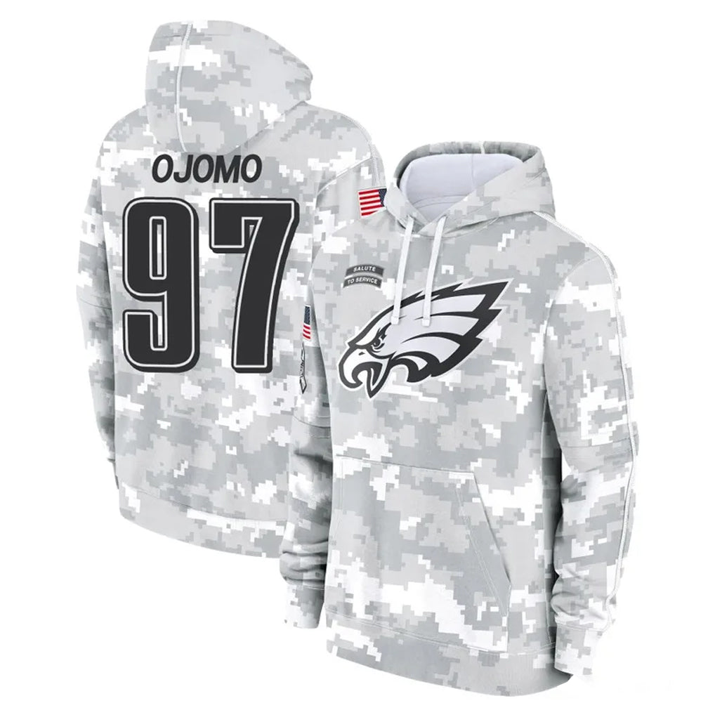 P.Eagles #97 Moro Ojomo Player Arctic Camo Salute to Service Pullover Hoodies Limited Game Ddoa Stitched Jerseys