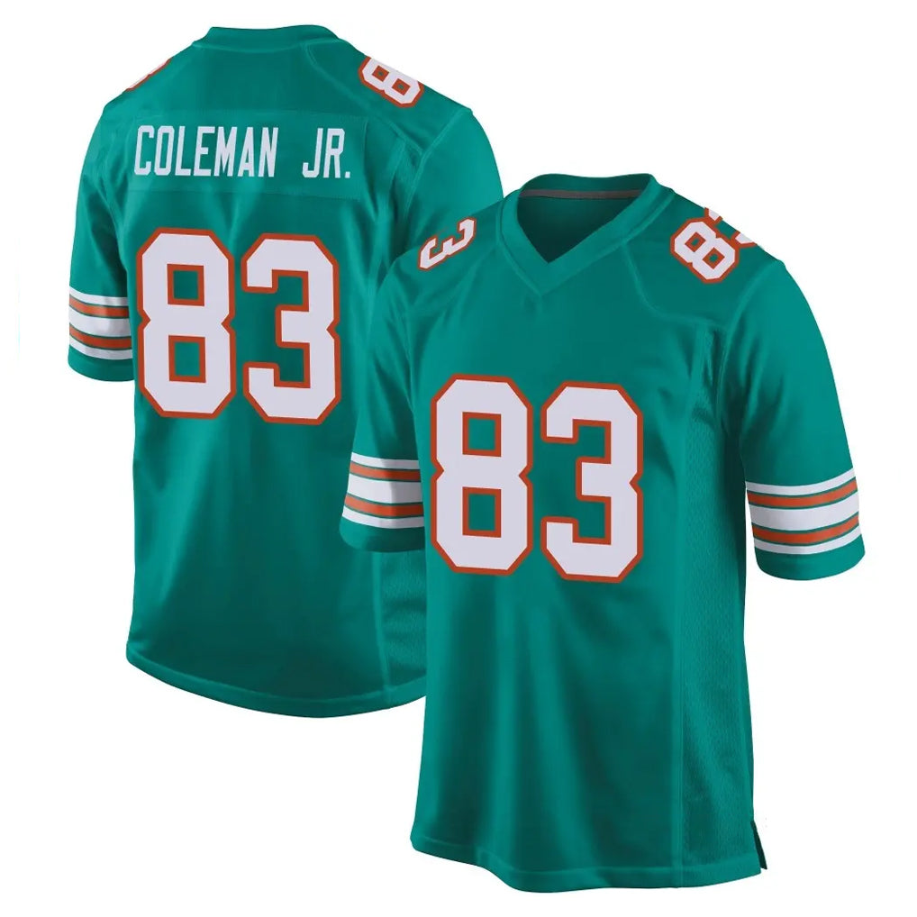 M.Dolphins #83 Kevin Coleman Jr. Player Aqua Alternate Home Game Ddoa Stitched Jerseys