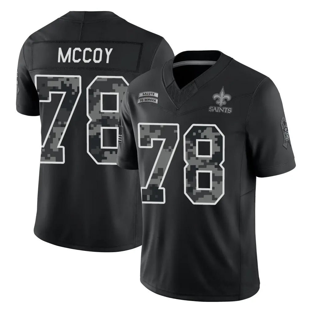 NO.Saints #78 Erik McCoy Player Black Limited 2026 Salute to Service Home Game Ddoa Stitched Jerseys