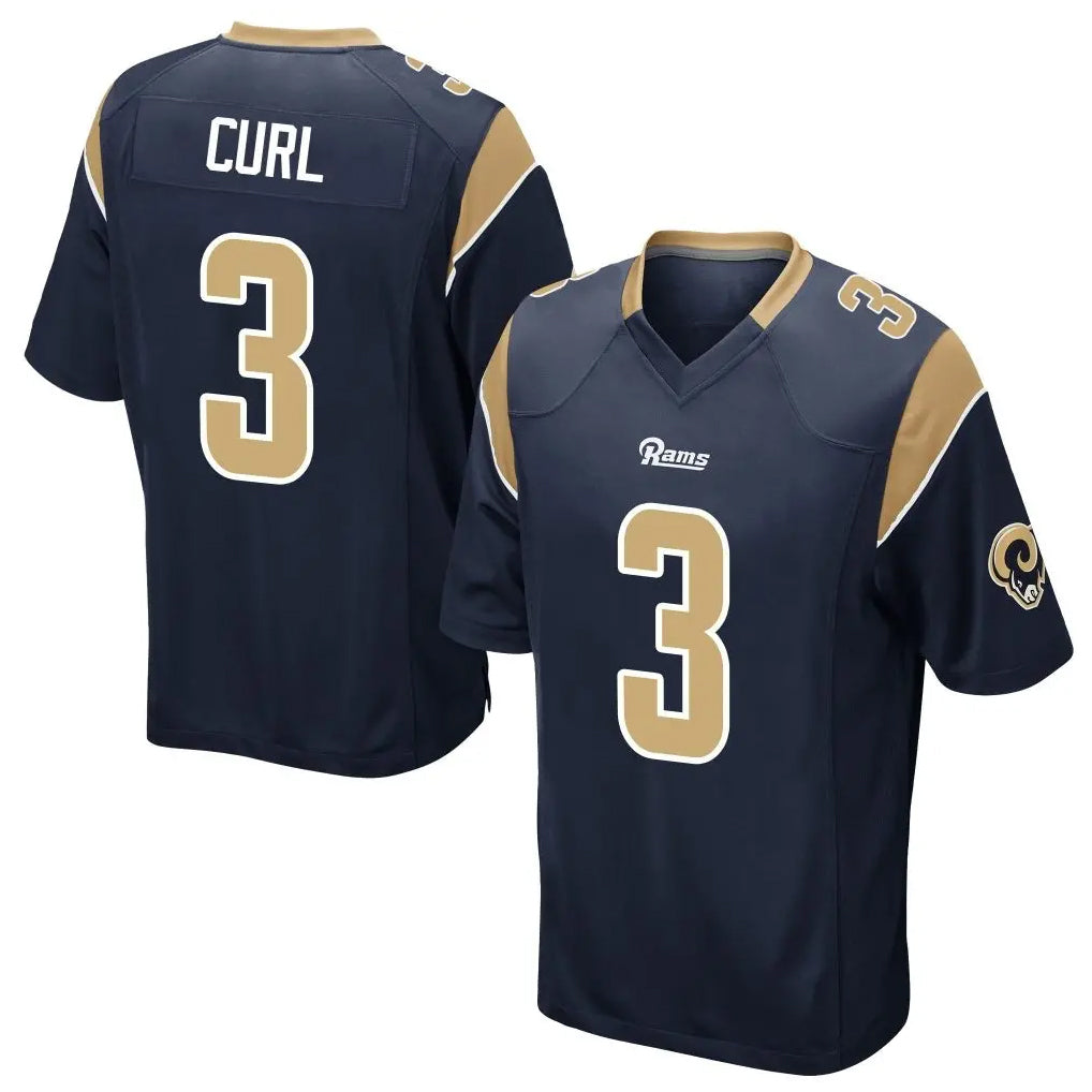 LA.Rams #3 Kam Curl Player Navy Home Game Ddoa Stitched Jerseys